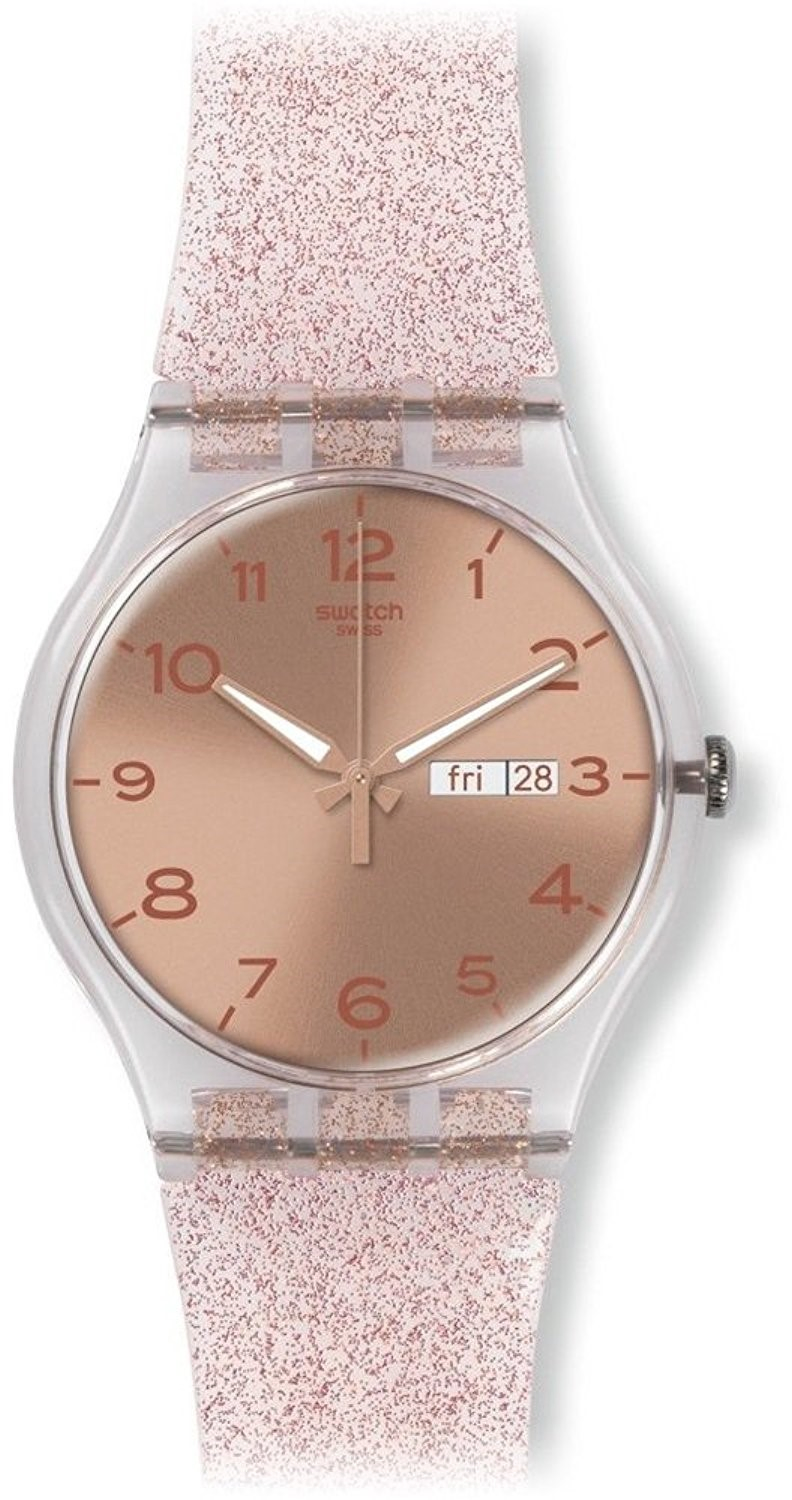 Swatch Unisex Pink Glistar Watch with Sparkling Band SUOK703